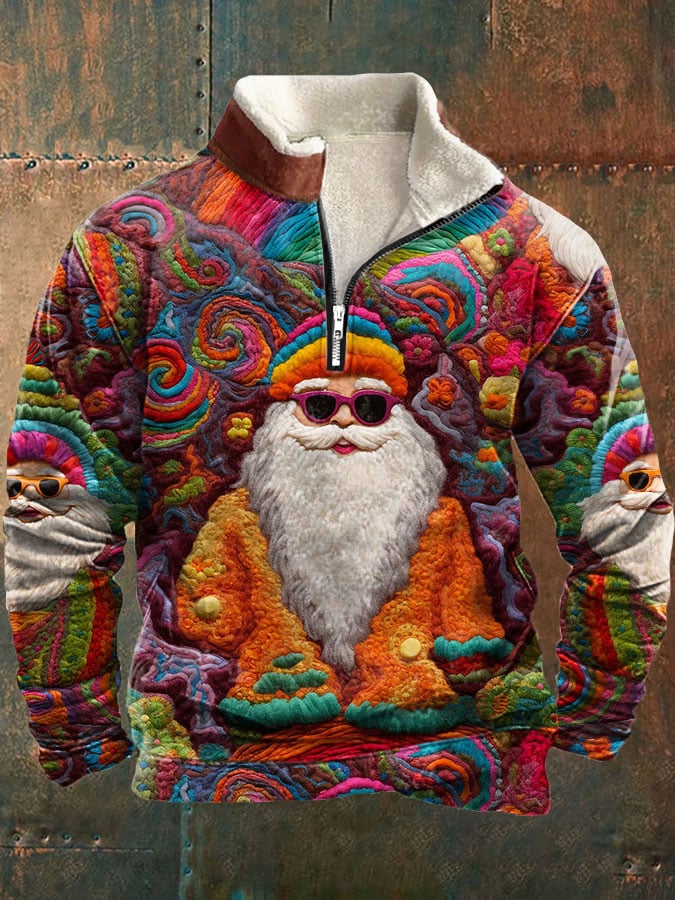 Sudadera vintage Santa estampado para hombre