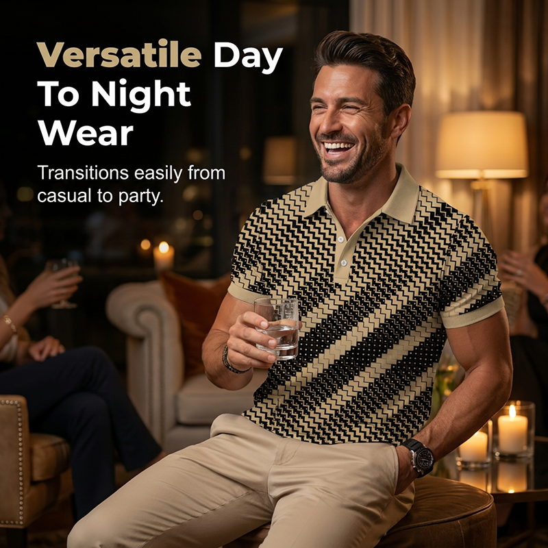 ?Time-Limited Special?para hombre Geometric Print Collared camisas – Muscle Fit, Breathable, Fade Resistant ?