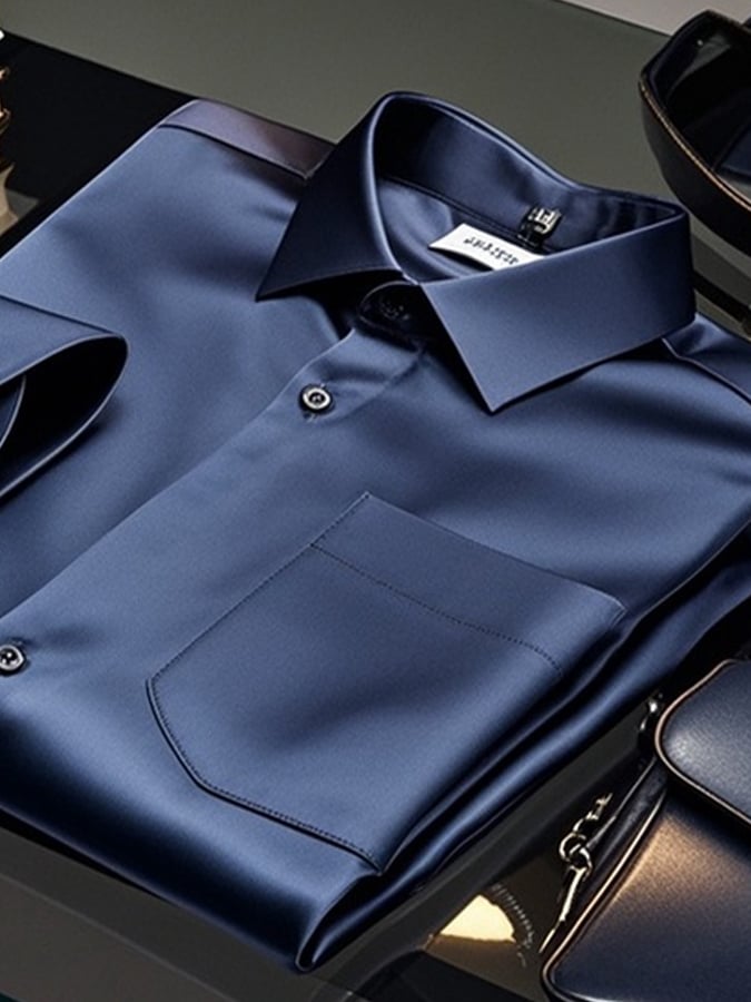 Camisa degradado solapa de manga larga para hombre