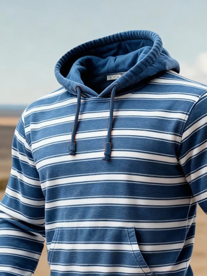 Sudadera elegantee a rayas Contrasting Hooded para hombre