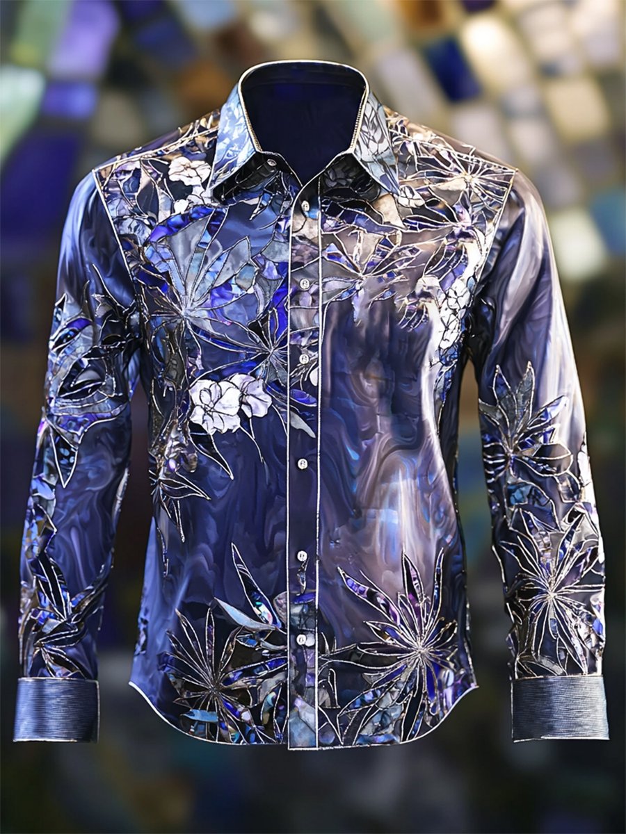Camisa satén Luxe de manga larga con botones para hombre