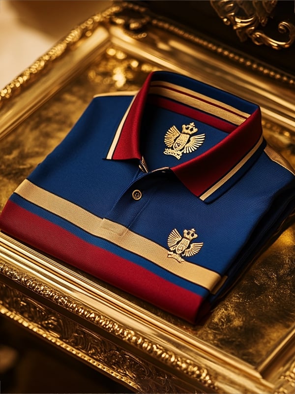 Camisa polo ejecutivo rayas Logo con botones de manga corta para hombre