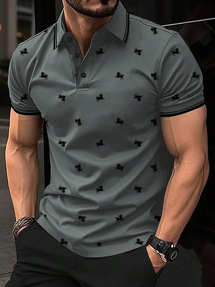 Camisa polo casual ejecutivo Button de manga corta para hombre