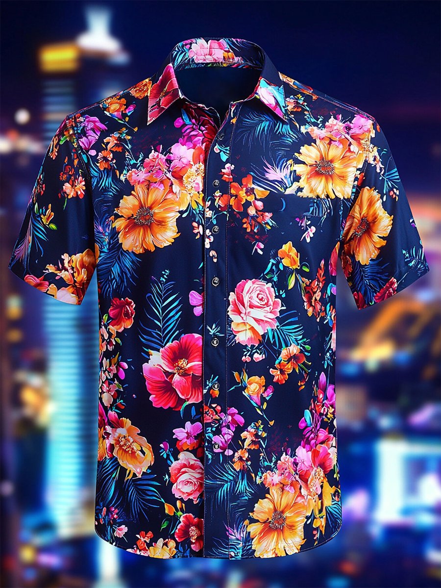 Camisa Resort casual floral Art de manga corta para hombre