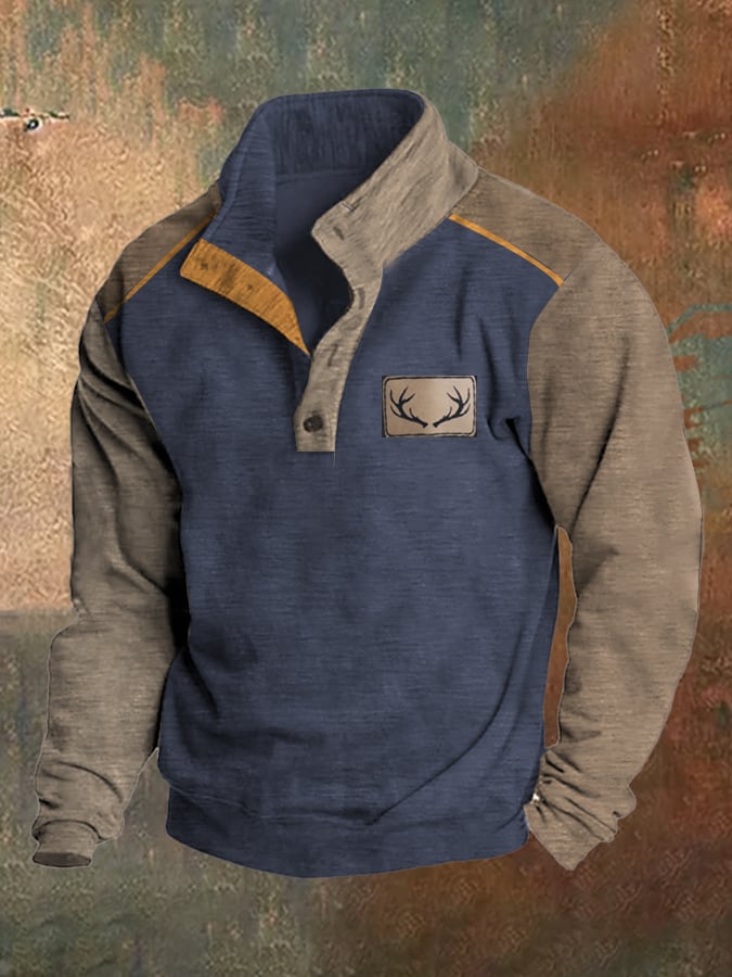 Sudadera polar vintage Western Antler Hunting Enthusiast Stand cuello para hombre