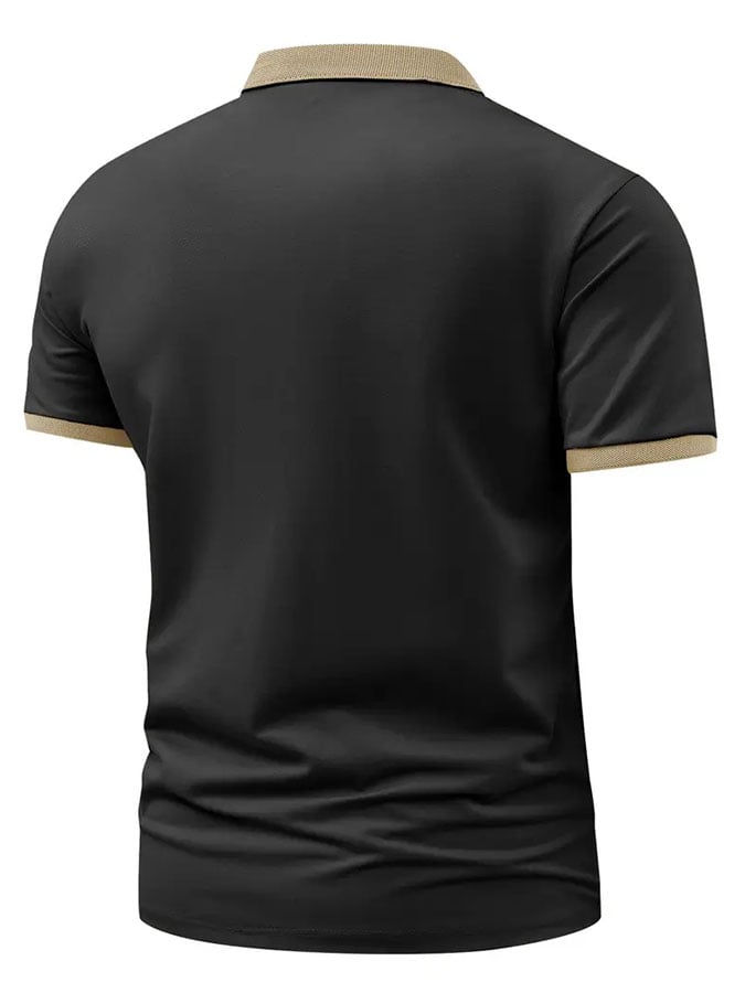 Camisa polo casual clásico Contrast diseño de manga corta para hombre