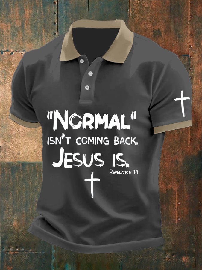 Camisa polo retro Faith casual estampado para hombre