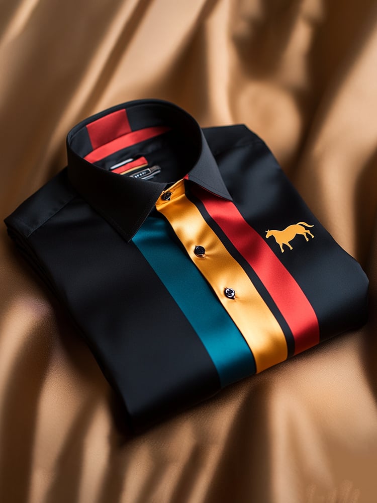 Camisa satén Luxe de manga larga con botones para hombre