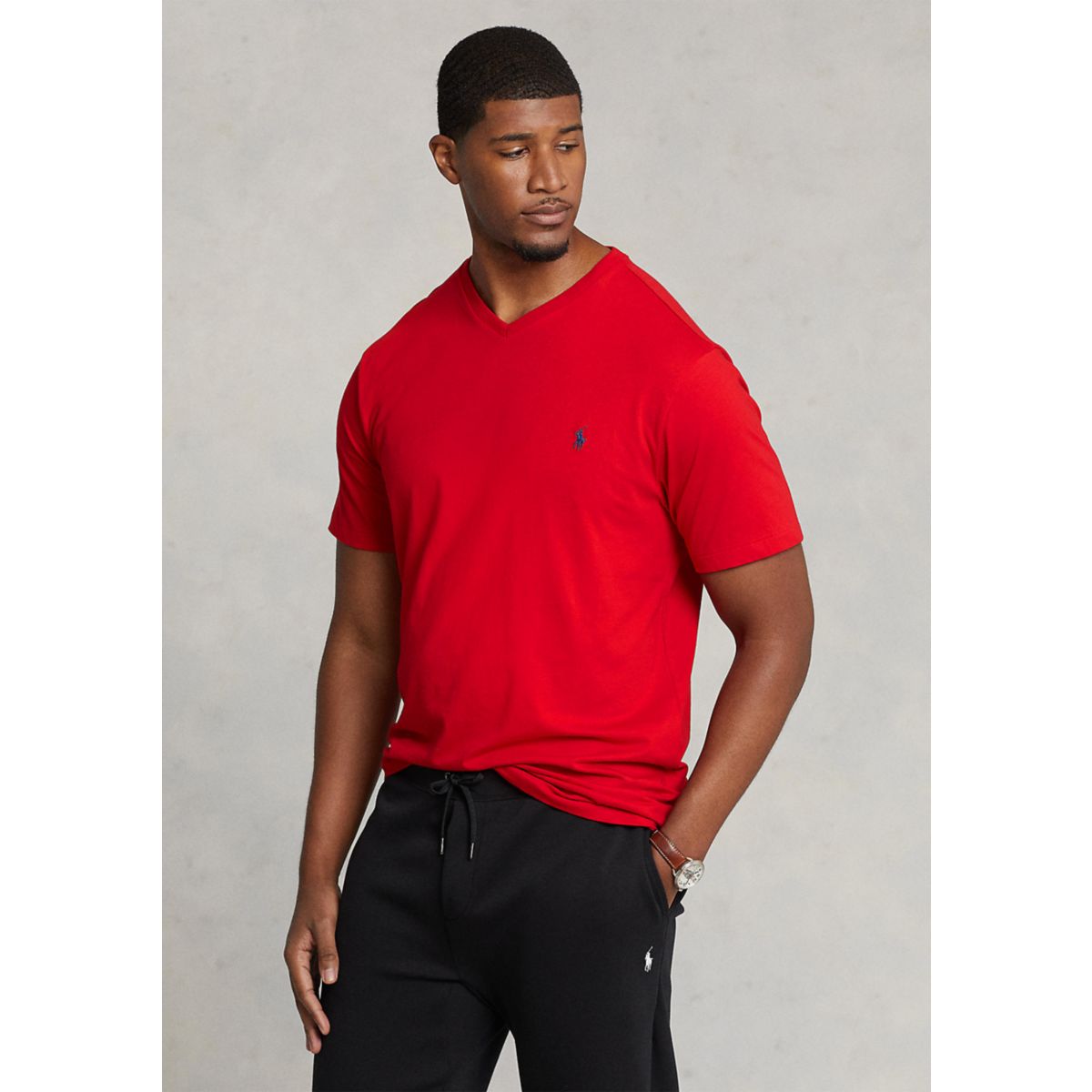 Big & Tall Jersey V-Neck Tee - 2