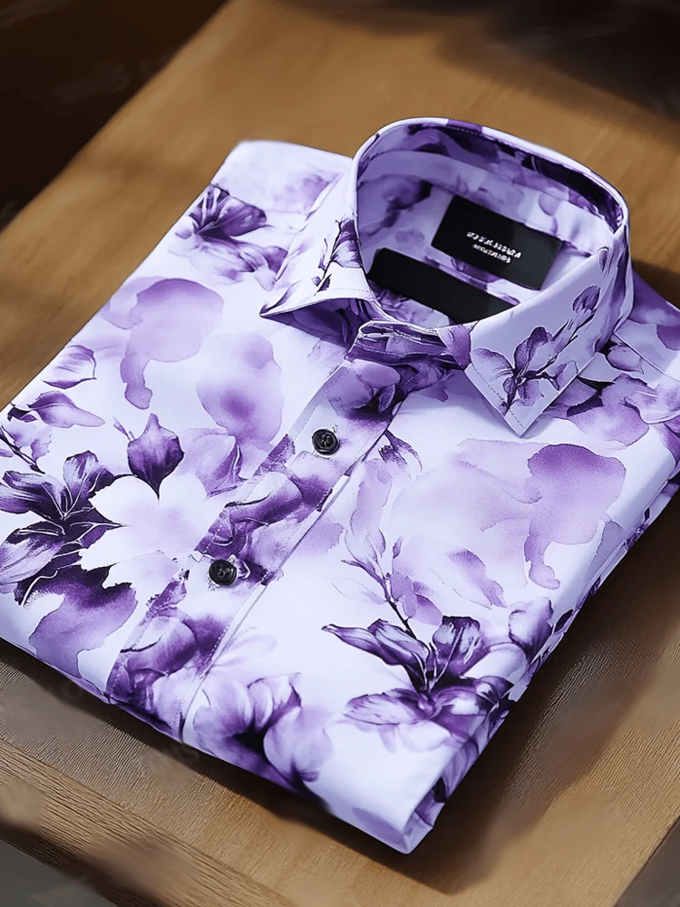 Camisa de lujo vintage de manga larga para hombre