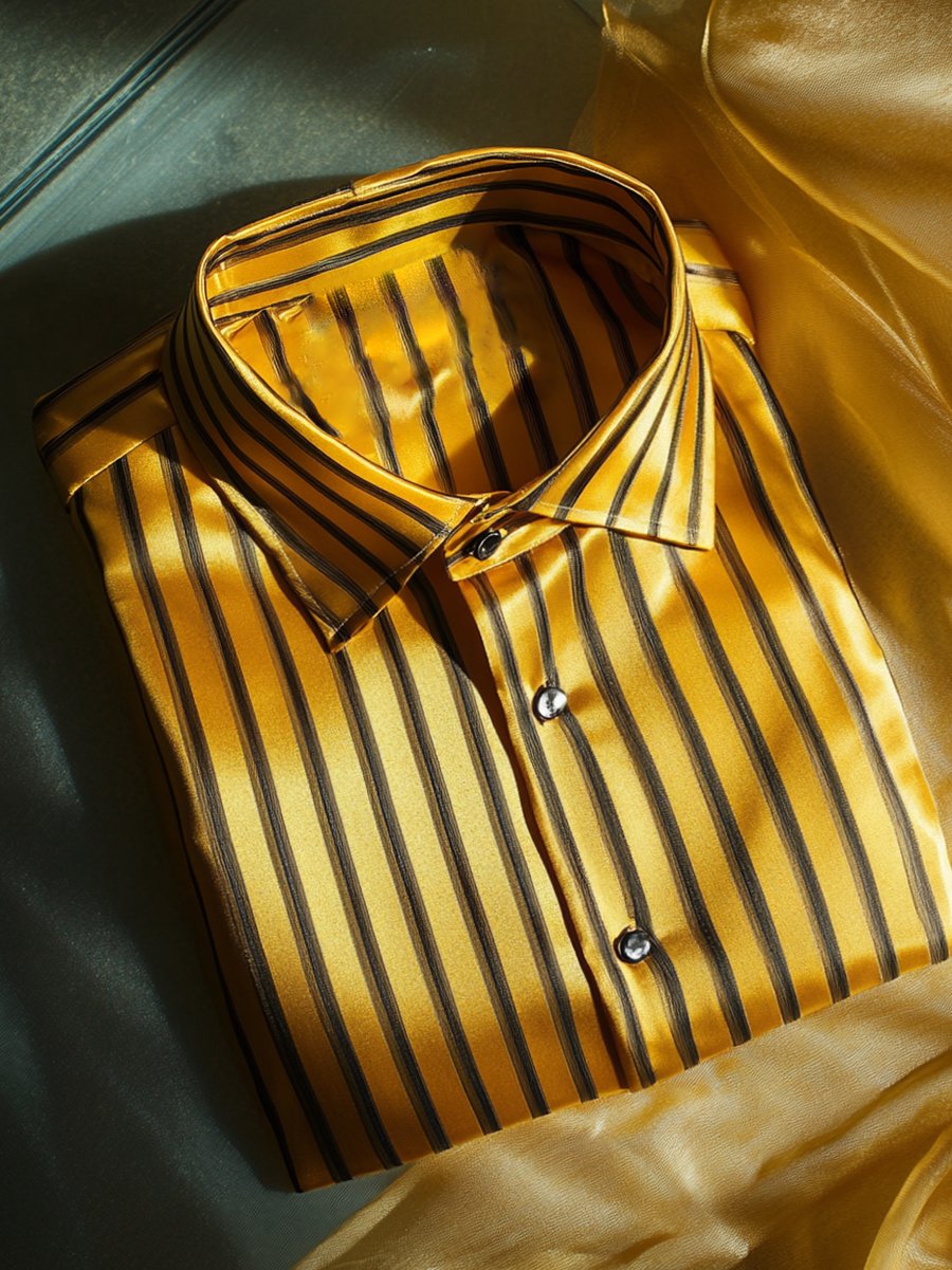 Camisa seda rayas de lujo ejecutivo de manga larga para hombre