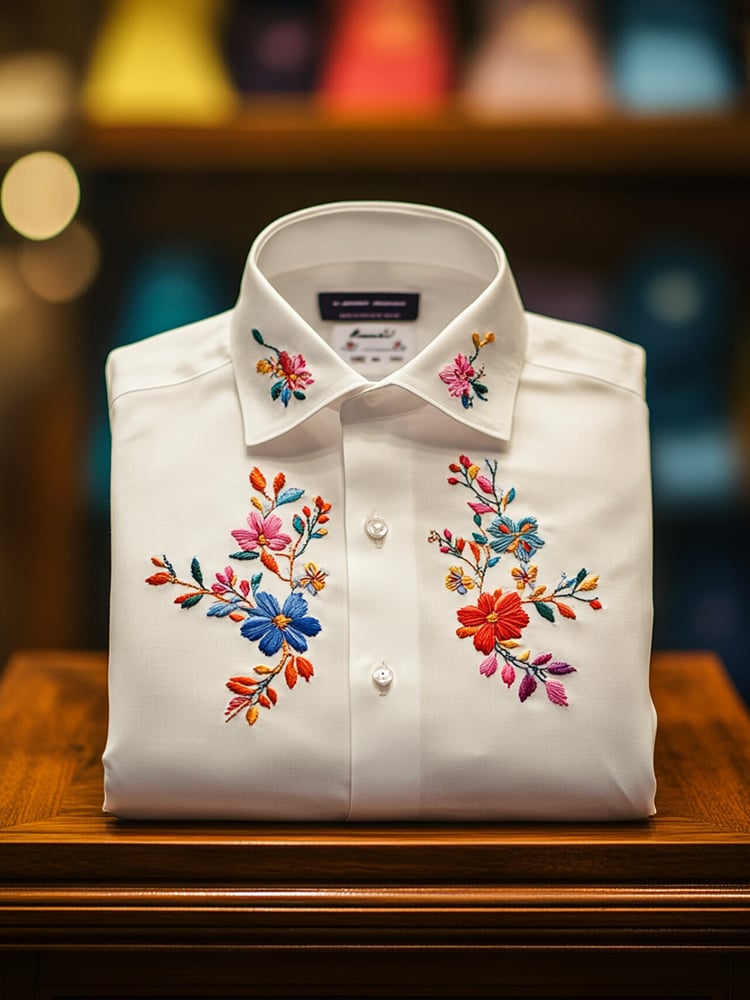 Camisa ejecutivo casual floral solapa de manga corta para hombre