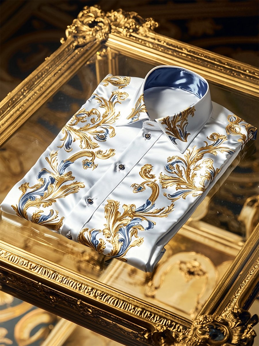 Camisa satén Luxe de manga larga con botones para hombre