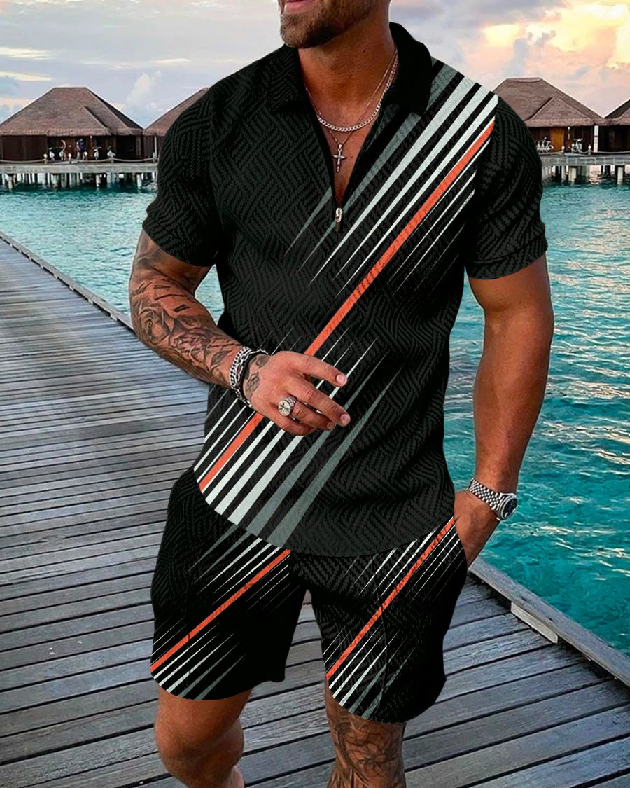 Camisa polo casual Colorblock Two Piece para hombre
