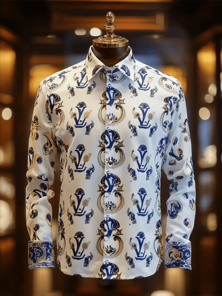 Camisa satén Luxe de manga larga con botones para hombre