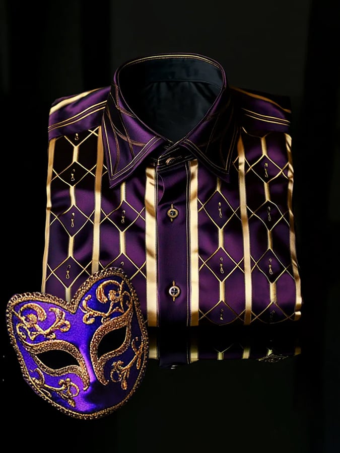 Camisa elegantee Mardi Gras estampado para hombre