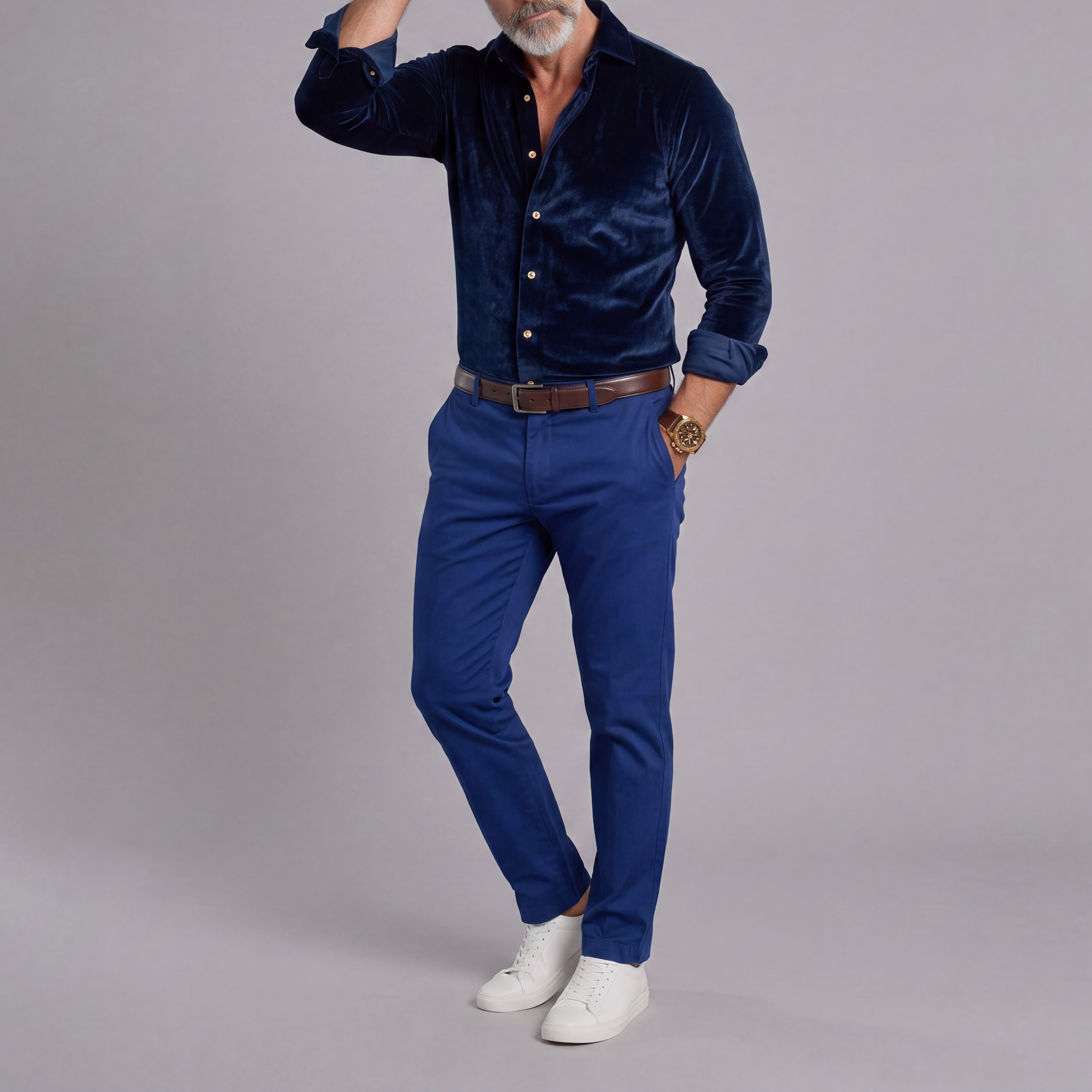 De manga larga Solid-Color camisas para hombre