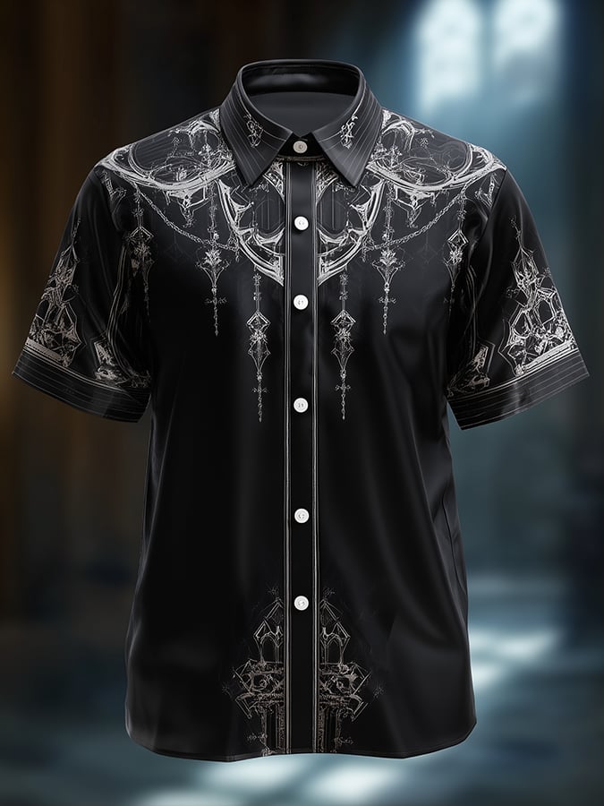 Camisa casual retro Dark satén para hombre