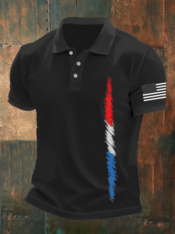 Camisa polo Red White And Blue estampado para hombre
