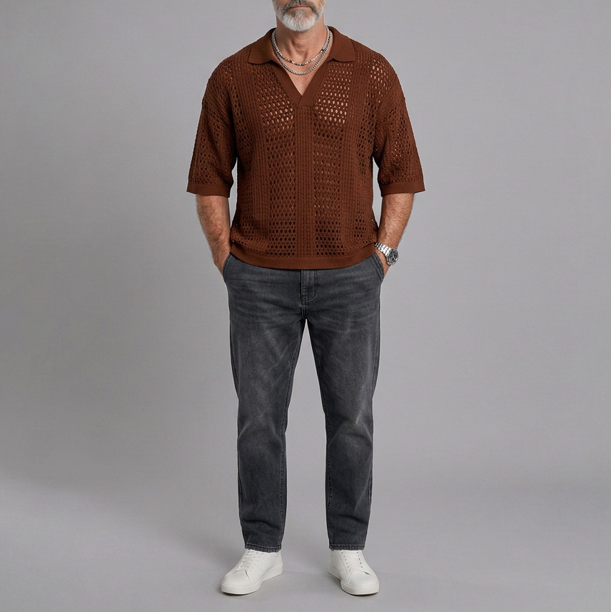 Camisa polo Openpara trabajo Mesh-tejido de manga corta