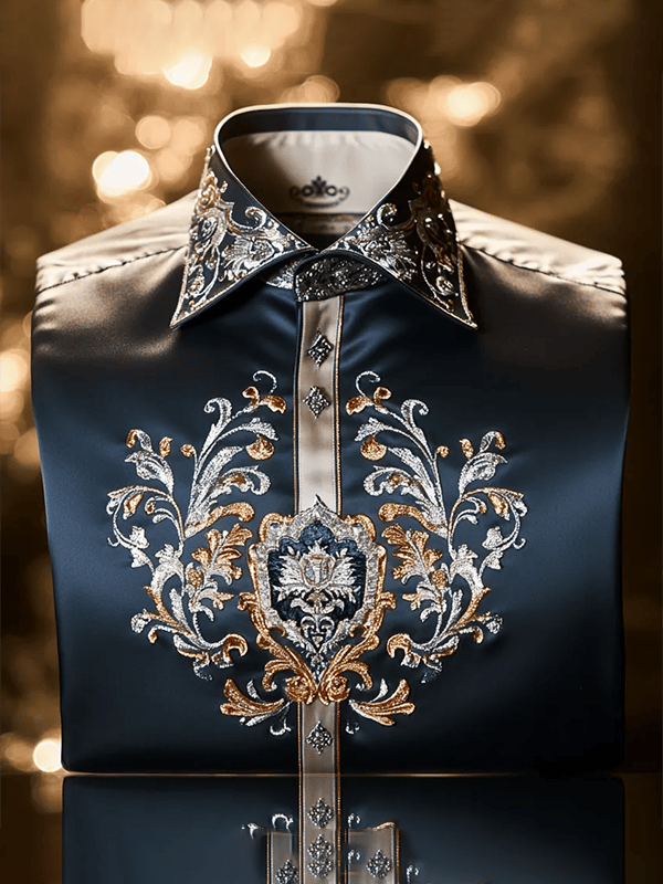 Camisa satén Luxe de manga corta con botones para hombre