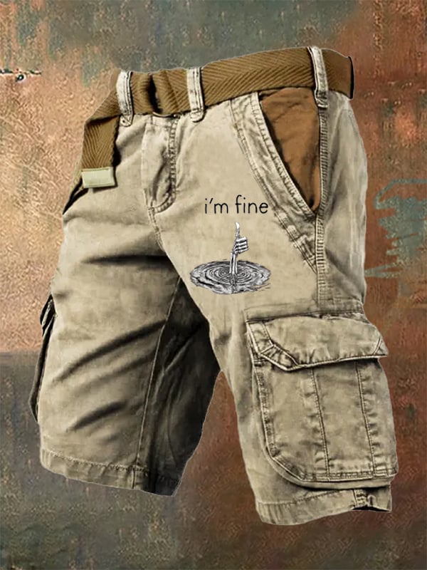 Shorts I'm Fine estampado vintage Cargo para hombre