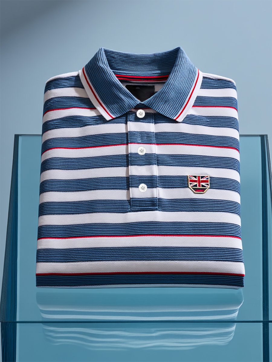 Camisa polo ejecutivo casual Union Jack Button de manga corta para hombre