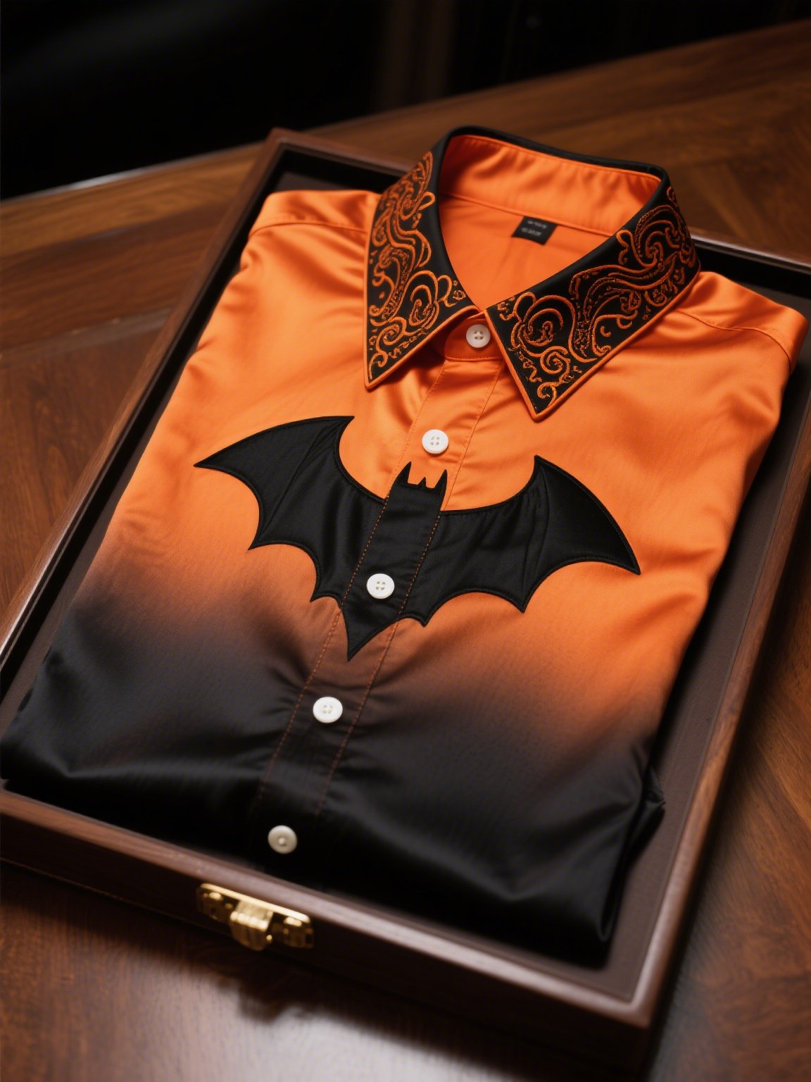 Camisa satén Luxe Halloween de manga larga con botones para hombre