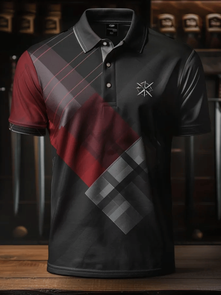 Camisa polo ejecutivo rayas Lettering con botones para hombre
