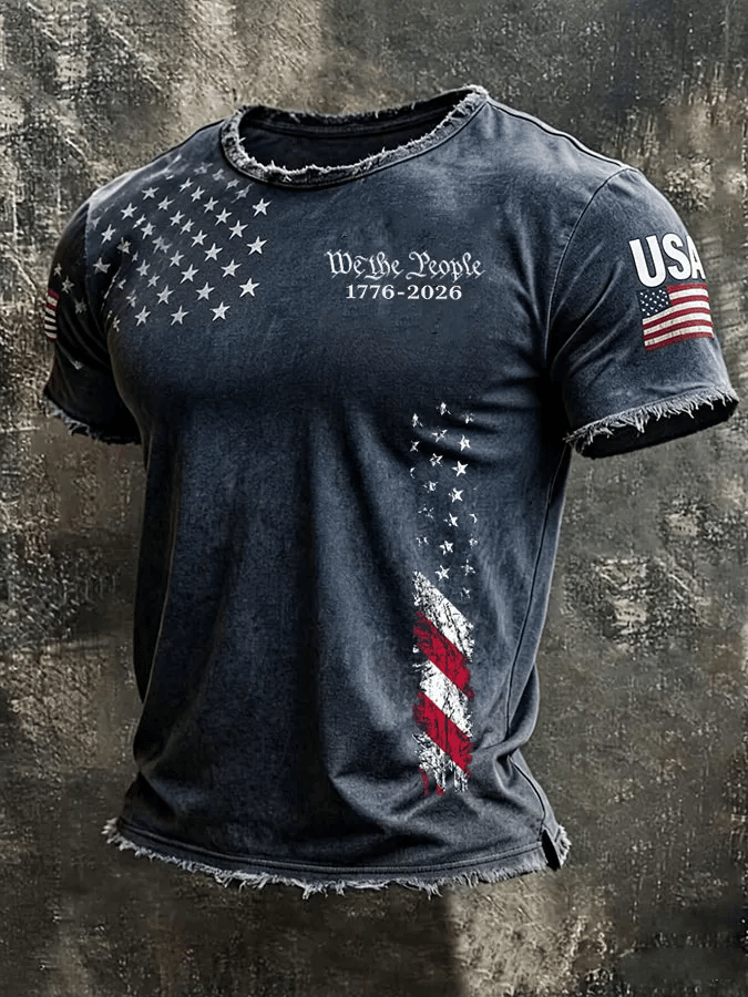 Camiseta Independence Day We The People 1776-2026 estampado casual para hombre
