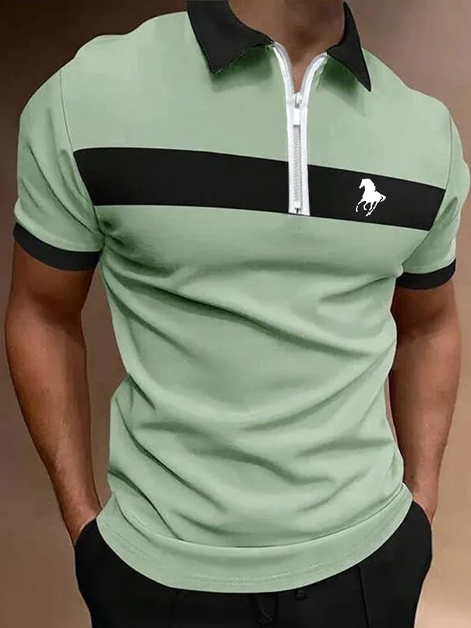 Camisa polo Horse estampado casual para hombre