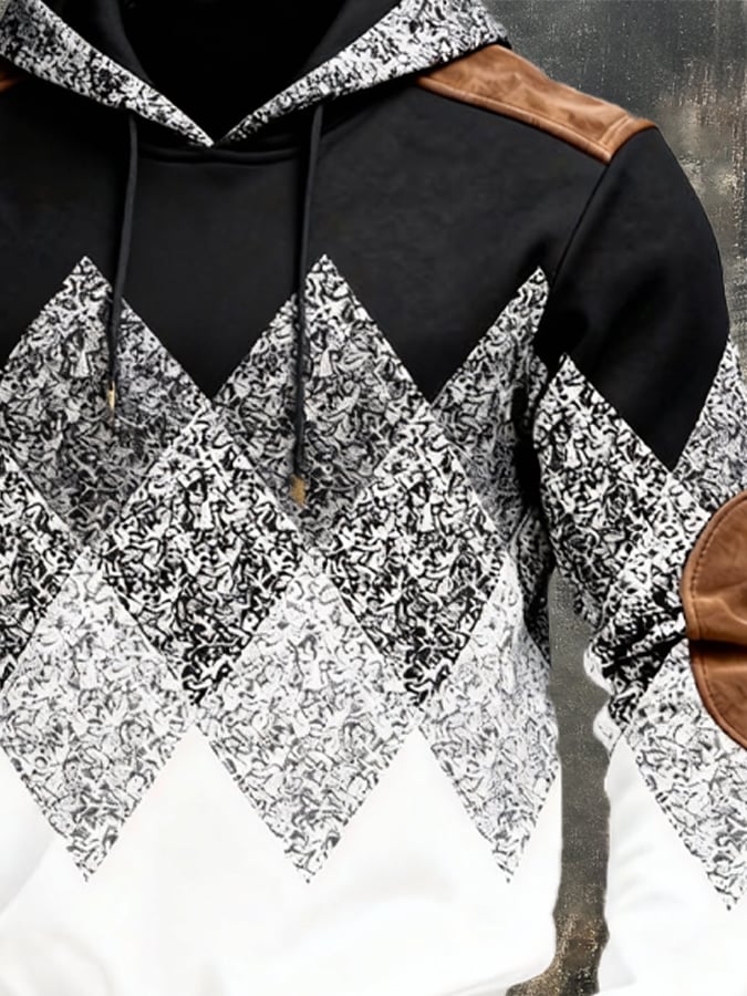 Sudadera vintage Color-Block Hooded para hombre