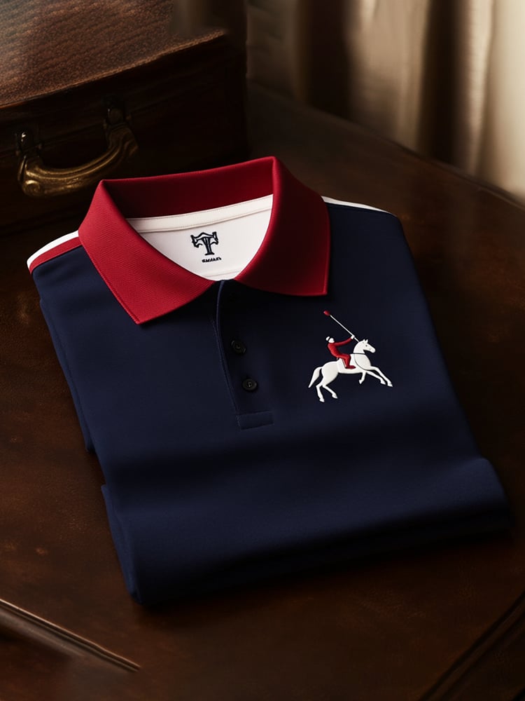 Camisa polo clásico ejecutivo Logo Button de manga corta para hombre