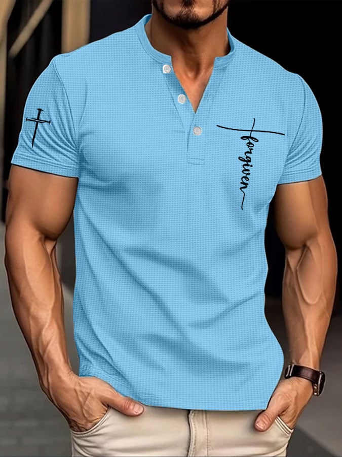Camisa elegantee casual Faith Waffle Henley para hombre