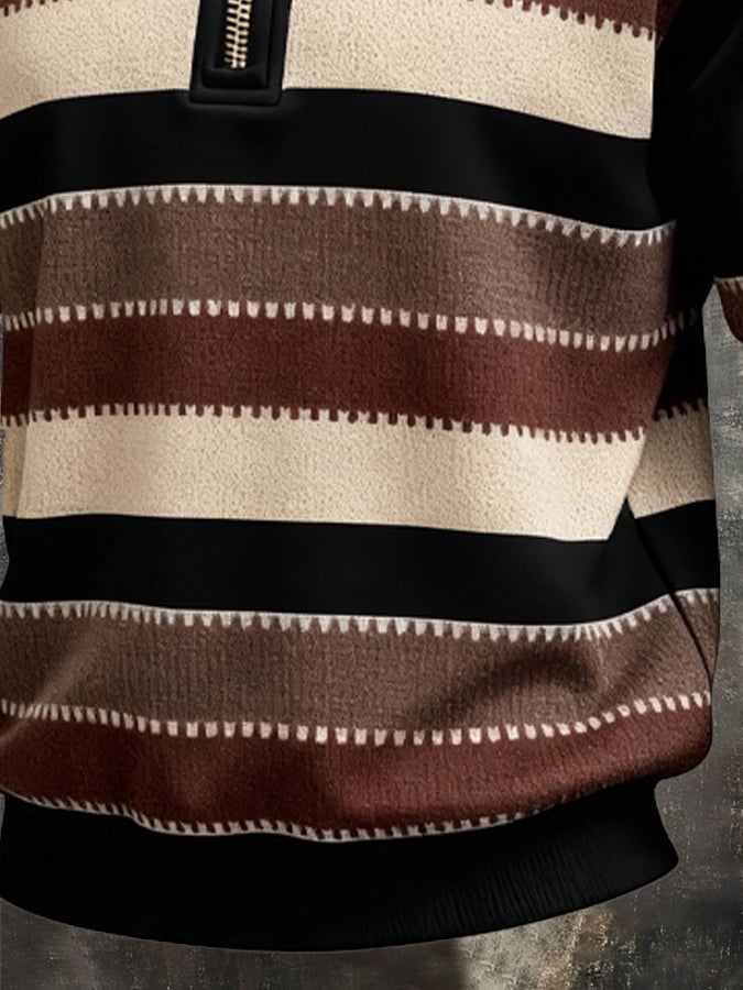 Sudadera retro en bloques de color estampado cierre para hombre