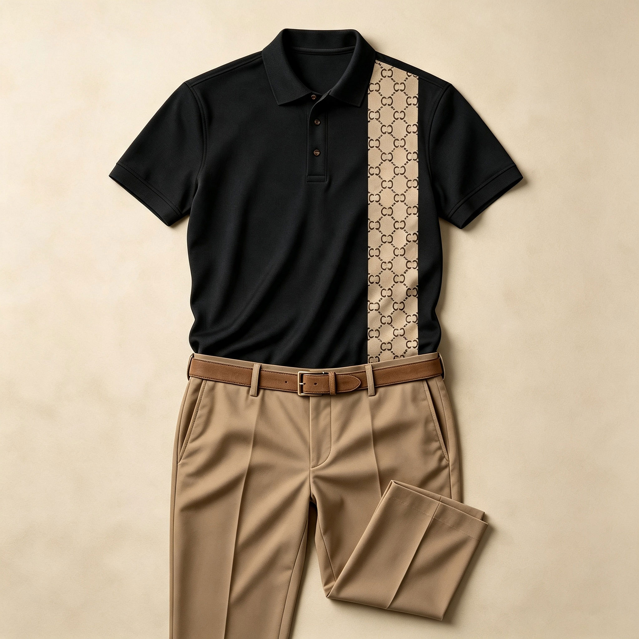 para hombre Two-Tone de manga corta camisa polo and pantalón Set