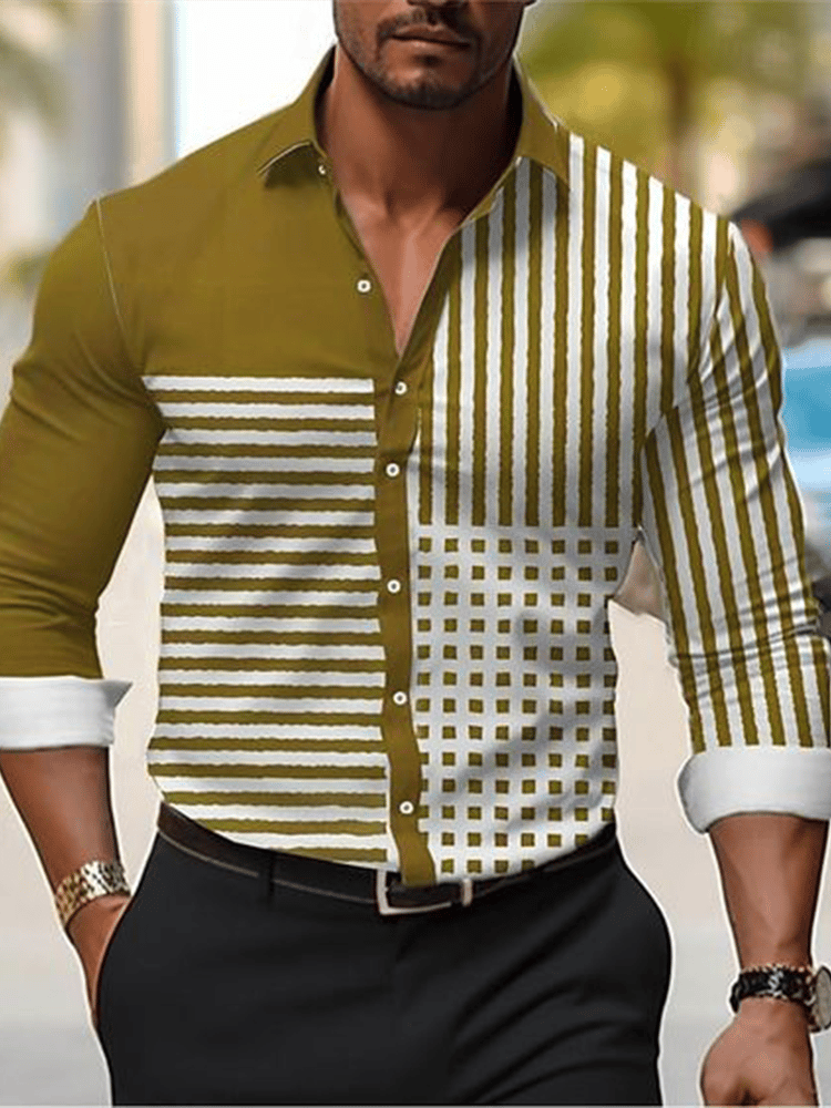 Camisa a cuadros ejecutivo de manga larga para hombre