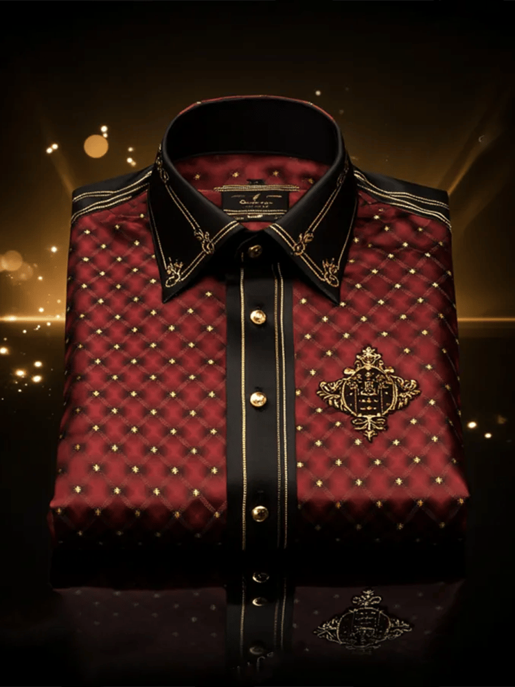 Camisa satén Luxe estampado de manga corta Button para hombre