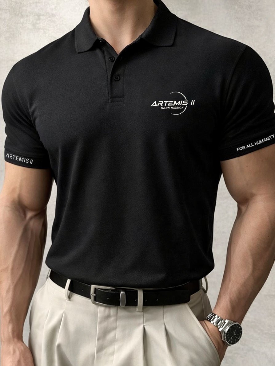 Camisa polo Artemis II Commemorative Edition casual de manga corta para hombre