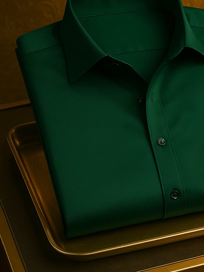 Camisa de moda ejecutivo de lujo satén de manga corta para hombre
