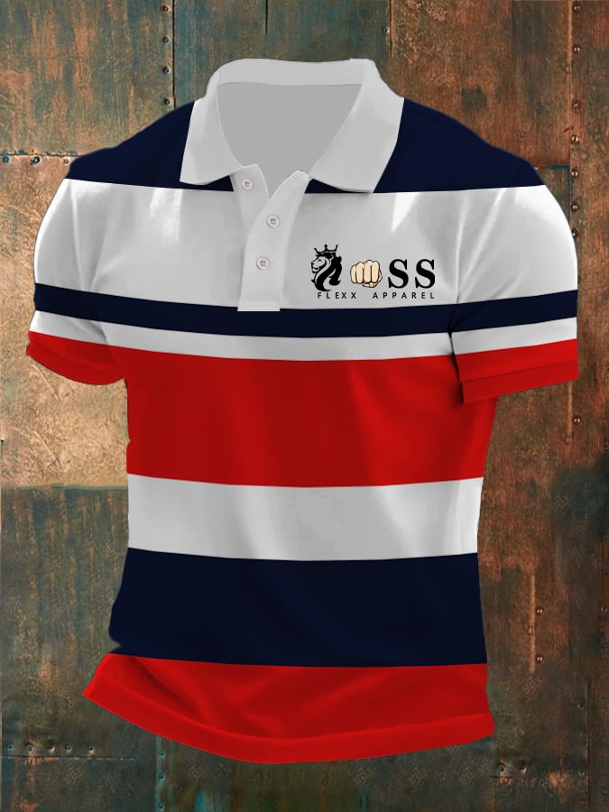 Casual retro ejecutivo Contrast Color Polo para hombre
