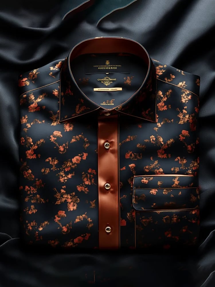 Camisa satén Luxe de manga larga con botones para hombre