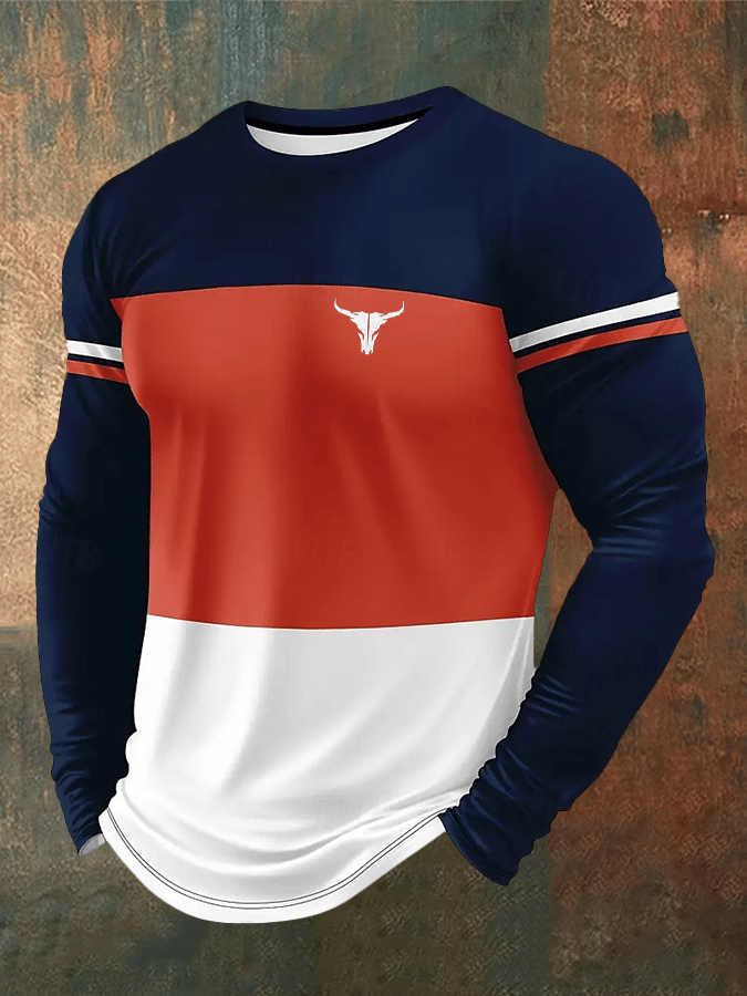 Camiseta ejecutivo casual estampado de manga larga para hombre