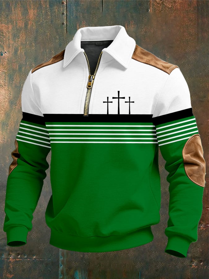 Sudadera vintage Faith Design estampado casual Zipper -Fast Shipping para hombre