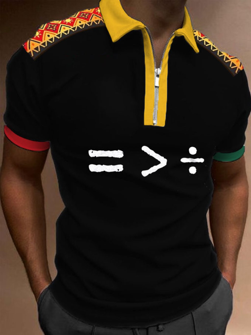 Camisa polo Black History Equality Is Geater Than Division estampado Zip cuello para hombre