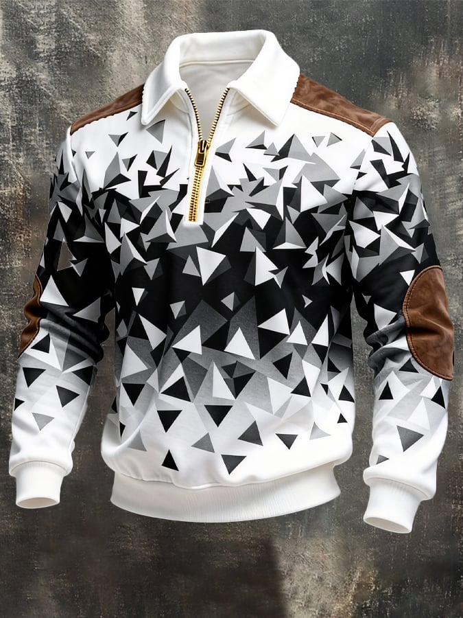 Sudadera retro en bloques de color estampado cierre para hombre