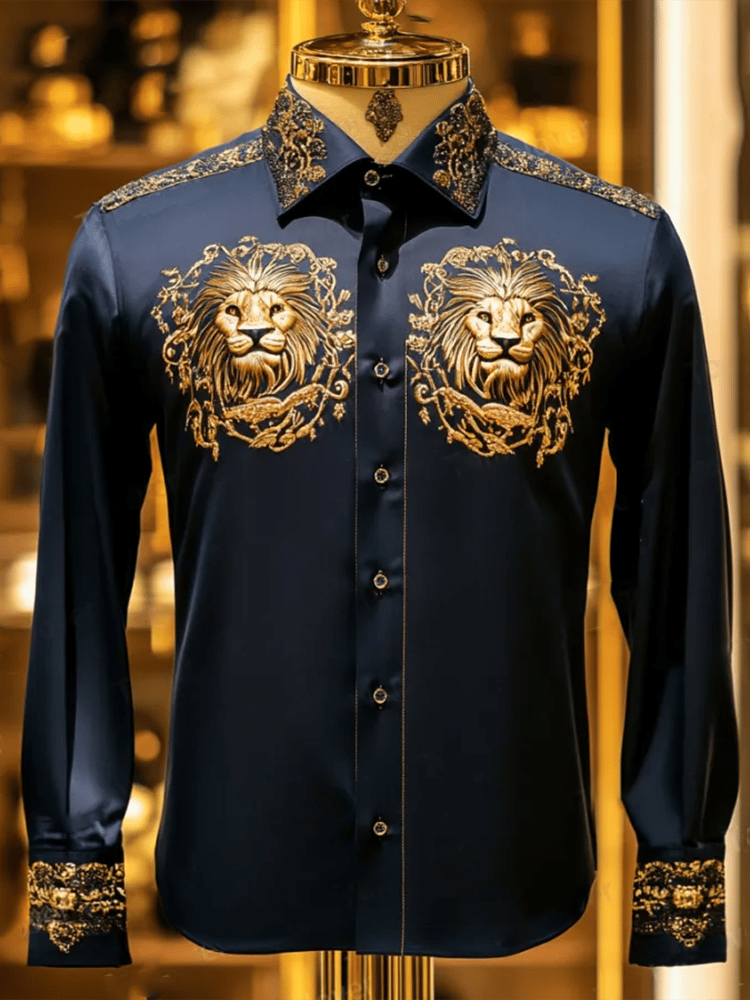 Camisa satén Luxe de manga larga con botones para hombre