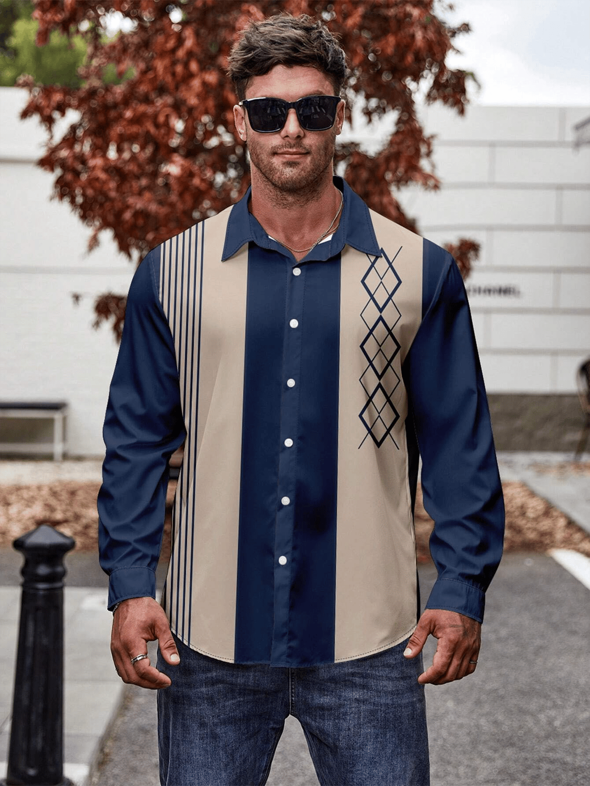 Camisa ejecutivo casual de manga larga para hombre