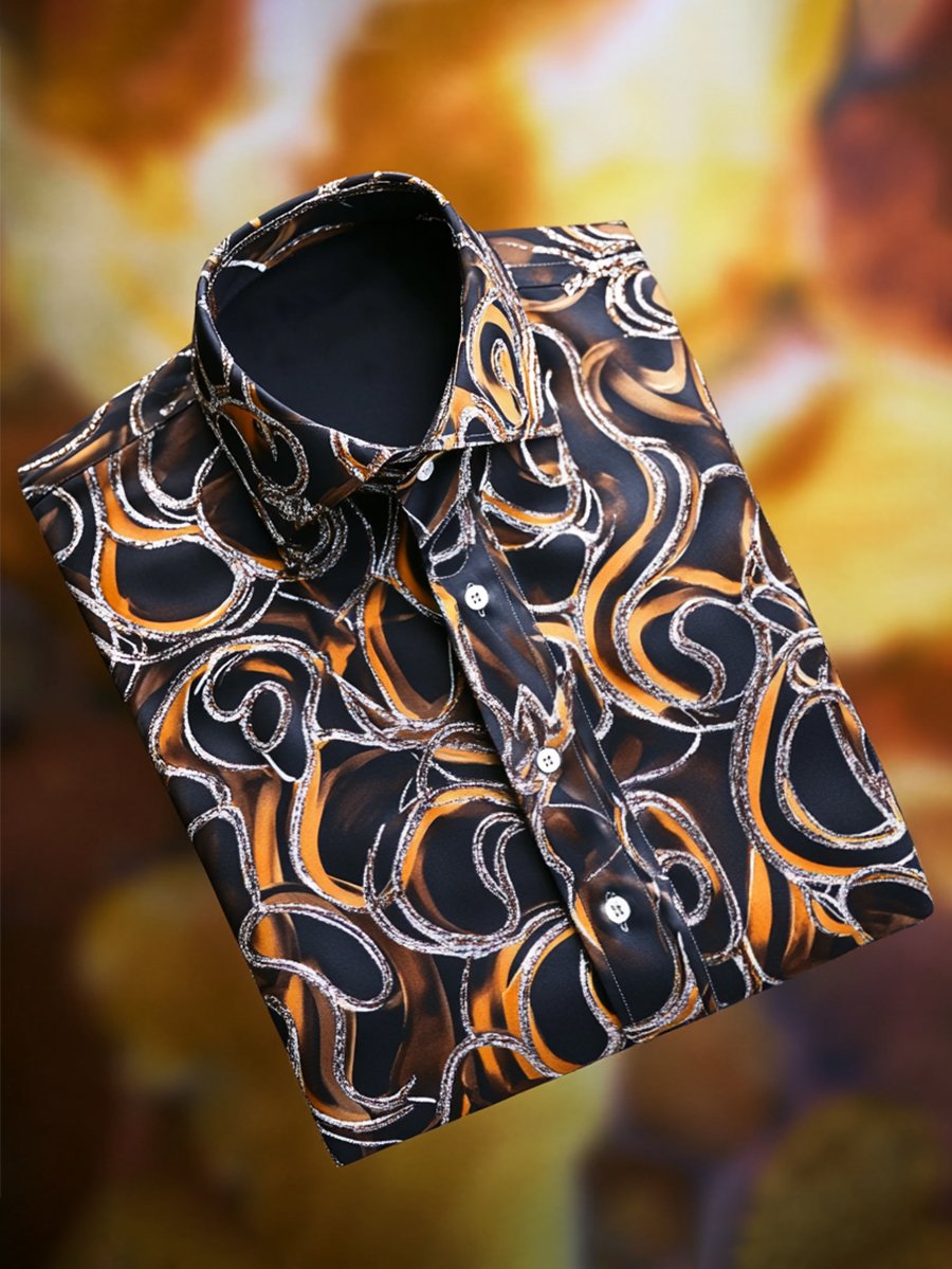 Camisa satén Luxe de manga larga con botones para hombre