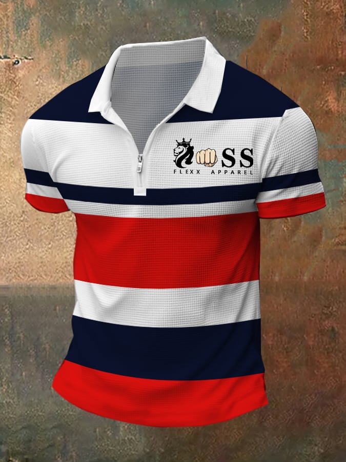 Contrast Waffle Zip Polo para hombre